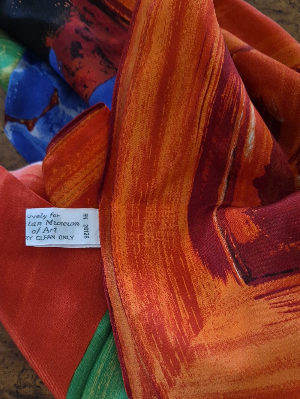 The Metrioplitan  Museum of ArtSilk Scarf with Bold Red-Orange Brushstroke Print